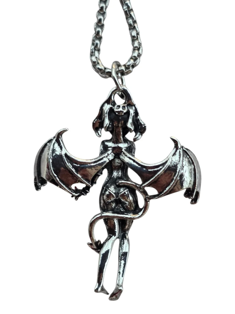New Stainless Steel Sexy Winged Devil Girl Necklece - Gothic (Umisex)